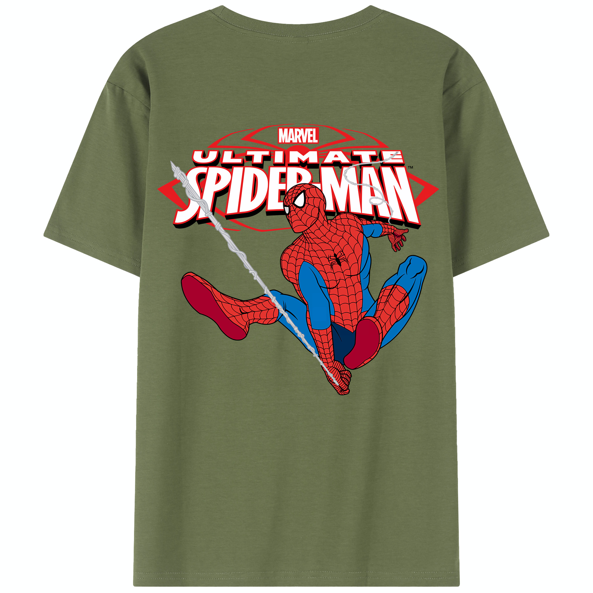 （画像用） Spider Man スパイダーマン 綿100％半袖Tシャツ（背面プリント）